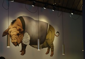 Painted pig on the wall.